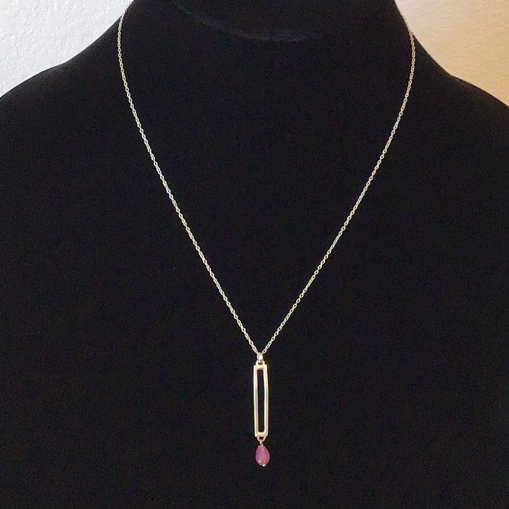 Sterling Silver Chain Rectangle Pendant - image 1